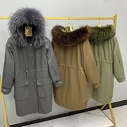 派克服女款时尚韩版皮草外套，女大衣獭兔内胆，可拆卸外壳皮毛一体冬