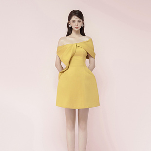 越南DE NIO 设计师品牌2023年夏季温暖柠檬黄无袖连衣裙