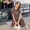 2023女童印花连衣裙夏季儿童，裙子女孩印小花朵蛋糕裙洋气时髦