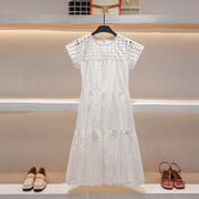 蕾丝镂空连衣裙女夏季薄款2023设计感小众三亚海边度假白裙子(白裙子)
