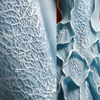 3D脉纹 扎染蓝不规则网状肌理复合面料改造创意外套服设计师布料