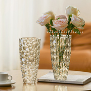 花瓶玻璃透明水晶高级感鲜花水养玫瑰百合，专用摆件客厅插花餐桌大