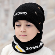 儿童帽子秋冬加绒男童帽，韩版字母针织套头，防寒加厚保暖毛线帽