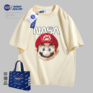 nasa联名2024夏季卡通印花男女同款短袖，纯棉情侣t恤02