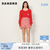 SANDRO Outlet女装春季法式高腰千鸟格粗花呢红色短裤SFPSH00207