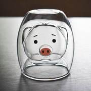 可爱小猪杯耐热高硼硅玻璃杯牛奶果汁杯