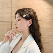 气质优雅水晶发夹森系花朵刘海夹边夹少女顶夹一字夹发卡网红夹子