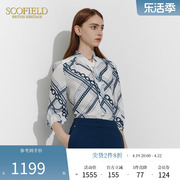 scofield女装宽松廓形包容显瘦链条印染通勤雪纺，衬衫2024夏季