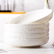 纯白骨瓷盘子菜盘家用加深窝盘组合深盘大容量蒸蛋羹陶瓷碟子套装