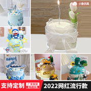 蛋糕模型仿真2024网红流行郁金香，创意卡通生日，假蛋糕塑胶样品