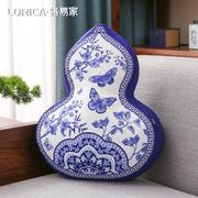 新中式客厅沙发抱枕中国风青花瓷靠枕靠背垫葫芦腰枕靠垫套