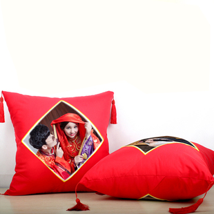 新婚抱枕定制照片diy订制婚房床上结婚靠垫枕头婚庆大红色款