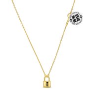 925纯银mimi&max锁扣，和钥匙吊饰项链带，白色珐琅-16+2英寸