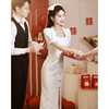 新中式白色礼服平时可穿敬酒服别致旗袍领证登记小白裙订婚连衣裙