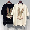 欧货趣味卡通兔子图案短袖，t恤女2023春夏设计感小众宽松半袖上衣