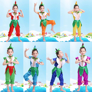 儿童演出服葫芦娃七兄弟卡通服装，成人舞台话剧，扮演幼儿园表演服男