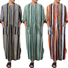 东南亚长袍阿拉伯男装宽松门筒条纹，长袖民族风中东连体衣长衫