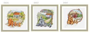 小小鱼dmc绣线十字绣，套件d956-997浣熊，和狐狸一家动物两幅