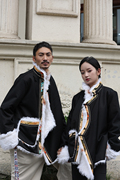 高端藏族藏服男女情侣冬季藏式外套加厚毛进口(毛进口)孔雀毛金边(毛金边)黑色