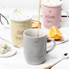 创意可爱卡通陶瓷马克杯子带盖情侣咖啡杯办公室喝水杯动物猫咪杯