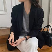 黑色西装外套女春秋季韩版宽松休闲显瘦小个子高级感气质西服