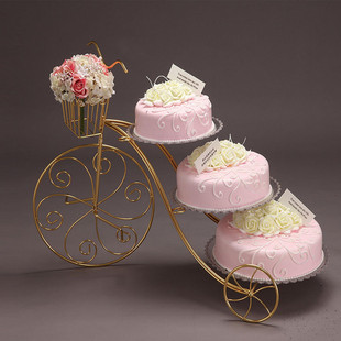 欧式创意铁艺蛋糕架子，三层自行车婚庆生日，多层蛋糕架甜品台展示架