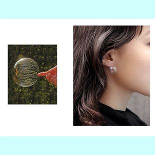 网红同款极简约日本韩国原宿空心，透明气泡泡耳环耳钉个性另类耳夹