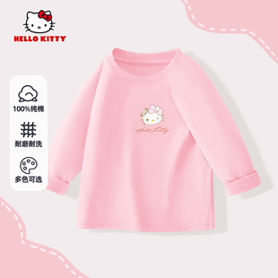 Hello Kitty童装女童打底衫2024新款儿童长袖t恤凯蒂猫秋季上衣潮