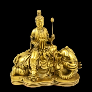 文殊普贤铜像观音菩萨，佛像神像地藏王菩萨纯黄铜，佛像家用摆件