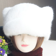 网红款冬季鸭舌帽女时尚保暖皮毛一体整皮兔毛皮草帽子