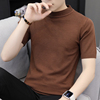 男士短袖t恤韩版潮流圆领半截，袖夏季男装修身纯色衣服帅气针织衫