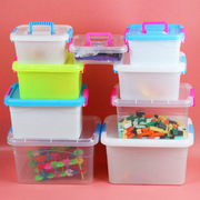 PP食品级透明有盖塑料储物箱手提箱桌面收纳盒化妆盒杂物整理箱子