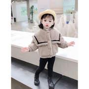 韩国女童羊羔毛外套(毛外套，)2021韩版洋气，儿童时髦上衣加厚秋冬装棉服