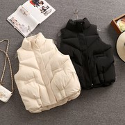 背心马甲2023年女秋冬季韩版学生短款外穿小个子，立领棉衣外套