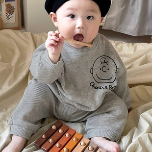 韩版ins23春秋婴幼儿可爱涂鸦卡通长袖卫衣+长裤男女宝宝两件套装