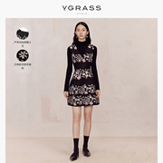 VGRASS重工提花无袖连衣裙冬季植物花卉高级感早春时尚裙装