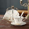 欧式咖啡杯碟套装 英式简约陶瓷杯金边下午茶杯 茶具红茶杯送架