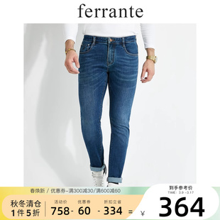 ferrante费兰特秋季男士时尚，磨白修身直筒，牛仔裤6146-50