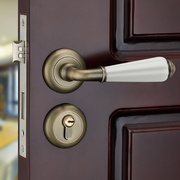 欧式房门锁金色裂纹陶瓷分体锁卫生间室内卧室实木门锁具把手静音
