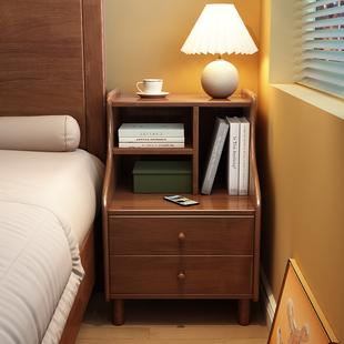 源氏木语实木床头柜白色简约家用小型储物收纳柜卧室夹