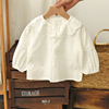 女童衬衫洋气时髦春秋小公主，白色衬衣长袖婴儿，宝宝娃娃衫t恤