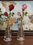达姿款双头水晶玫瑰花摆件客厅装饰品工艺品DZMY