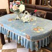 实木桌巾茶艺桌套欧式茶几桌布，文艺蓝色茶几，垫台布加厚桌套罩