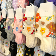 袜子女夏韩国(夏韩国)东大门卡通花朵船袜可爱小兔子，少女浅口防脱隐形袜