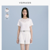 VGRASS云肩蕾丝拼接白色短袖T恤女夏季设计感上衣VST1O23960
