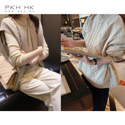 pkh.hk特上新时髦(新时髦)小众，扭花羊毛棉服，拼接可调节抽绳系列马甲外套