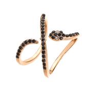 欧美时尚个性交叉蛇形戒指，朋克风女款食指开口戒指潮流饰品