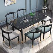 北欧时尚餐桌椅仿大理石现代简约小户型，家用轻奢餐厅桌椅组合饭桌