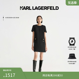 karllagerfeld卡尔拉格斐春夏，直身双袋karl草签连衣裙老佛爷