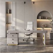现代简约岩板书桌，轻奢办公桌设计师，高端台式电脑桌家用写字台